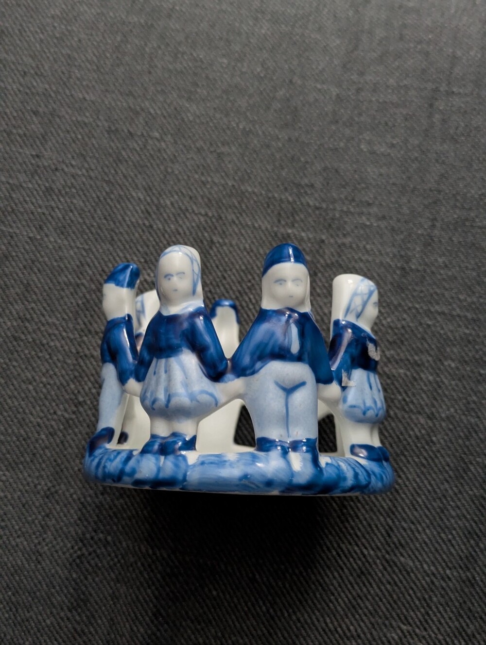 Authentic Delft Blue Holland Ceramic "Circle of Friends" Tealight Candle Holder